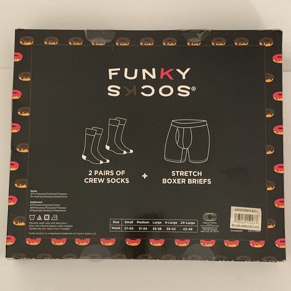 Centric Socks Other - Funky Socks Men's Donut Print 2 Pair Crew Socks + Stretch Boxer Briefs Boxed Set